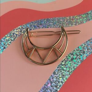 Gold Crescent Moon Hair Clip
